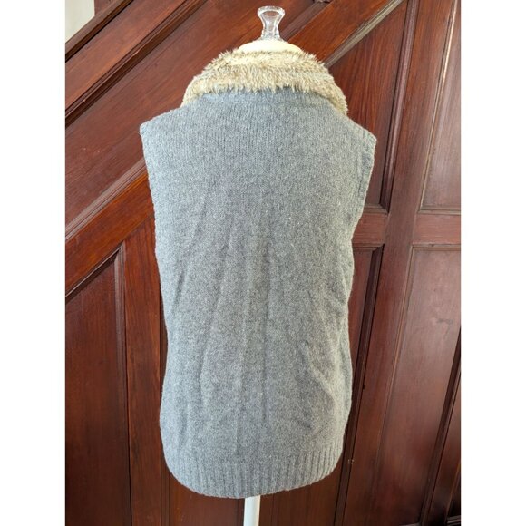 Eddie Bauer Womens Gray Wool Alpaca Zip-Up Vest W/ Faux Fur Collar Size L - Picture 3 of 5
